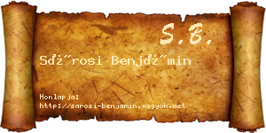 Sárosi Benjámin névjegykártya